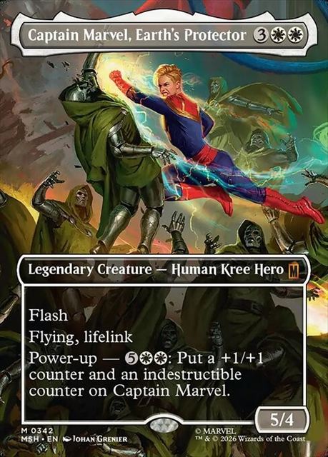 (英)【Foil】地球の守護者、キャプテン・マーベル / Captain Marvel, Earth's Protector ★ボーダーレス★(「シーン・カード」) 【MSH】 No.342