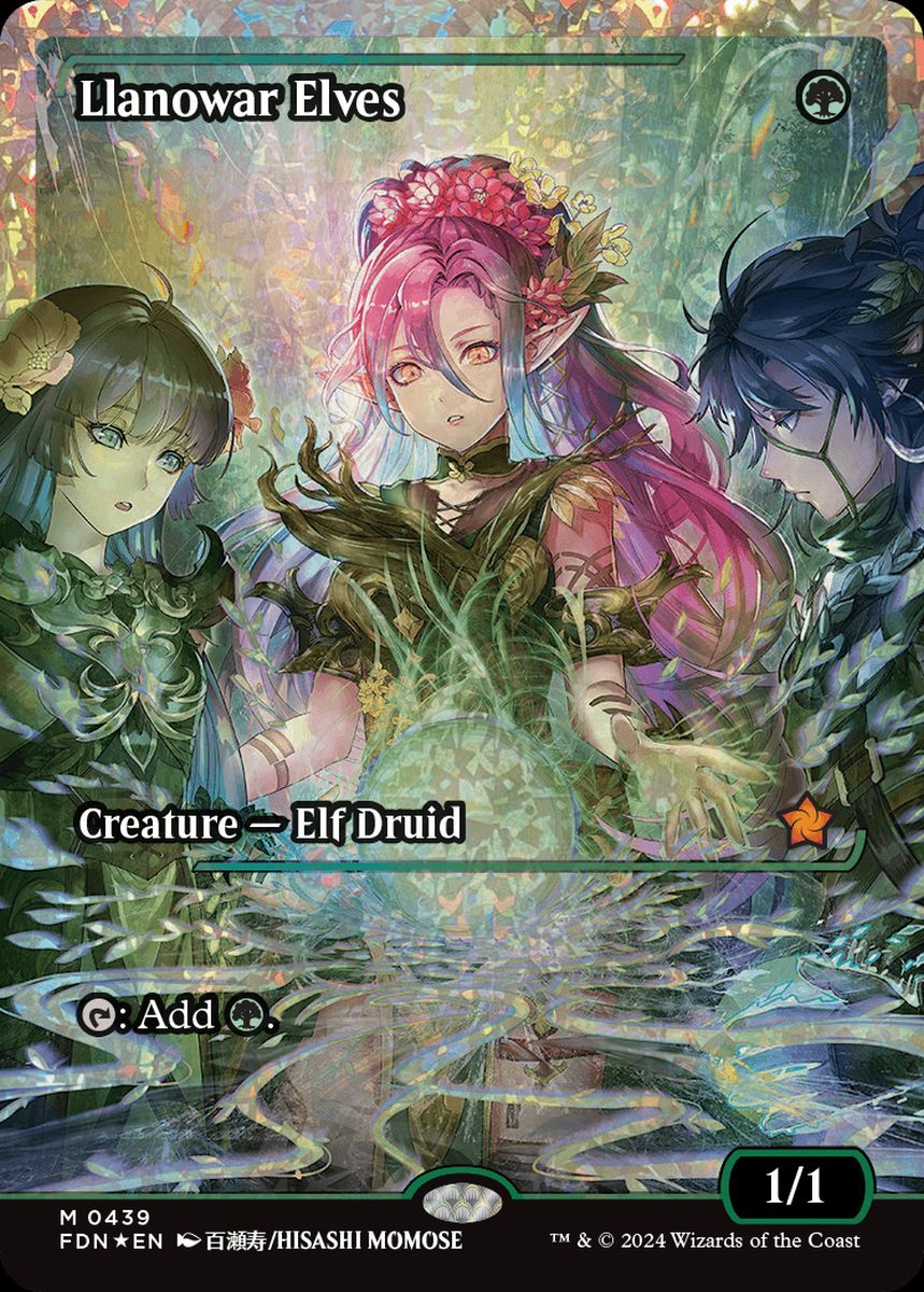 (英)【フラクチャーFoil】ラノワールのエルフ / Llanowar Elves ★ショーケース枠★(ジャパン・ショーケース) 【FDN】 No.439