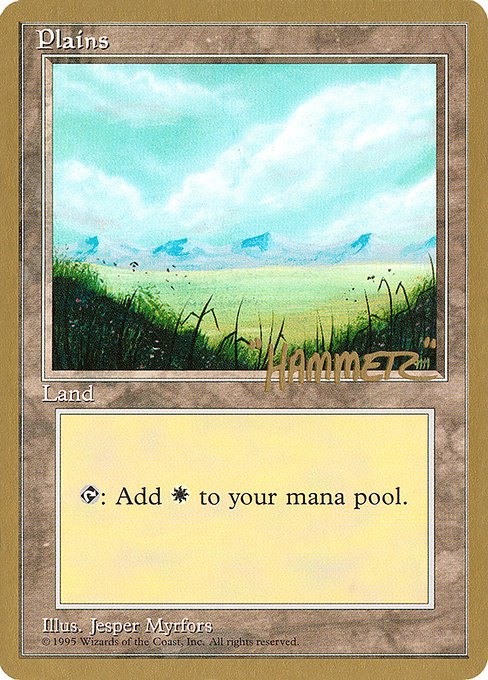 (英)平地 / Plains【PTC】 (Light) ProTour NewYork Decks 1996 Shawn "Hammer" Regnier 金枠 No.280