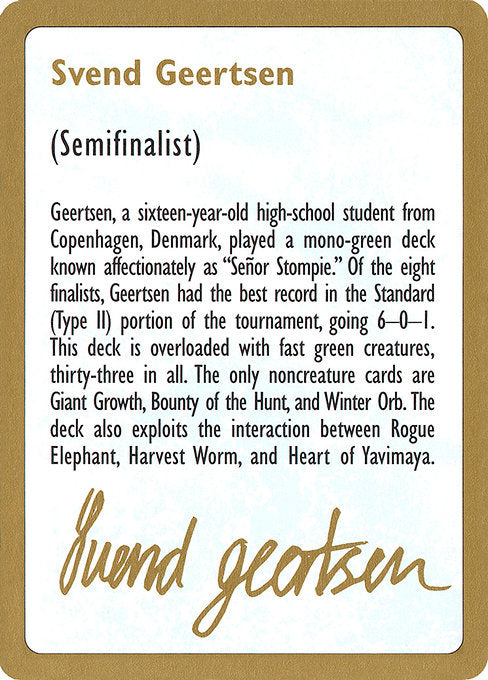 (英)紹介カード Svend Geertsen【WC97】 World Championship Decks 1997 Svend Geertsen 金枠 No.128