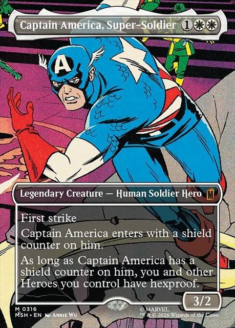 (英)【Foil】スーパーソルジャー、キャプテン・アメリカ / Captain America, Super-Soldier ★ボーダーレス★(「シーン・カード」) 【MSH】 No.316