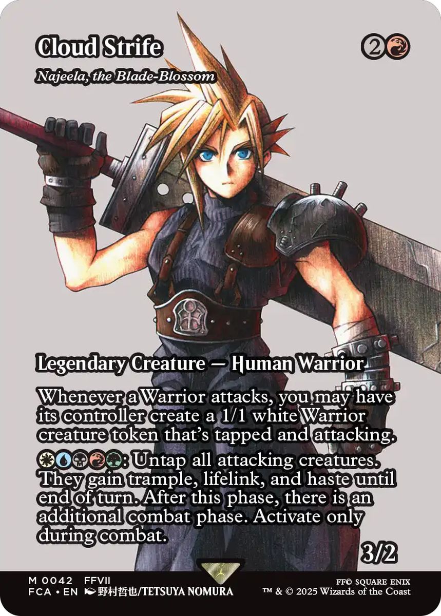 (英)クラウド・ストライフ / Cloud Strife[刃を咲かせる者、ナジーラ / Najeela, the Blade-Blossom] ★ショーケース枠★(FINAL FANTASY・継承史カード) 【FCA】 No.042