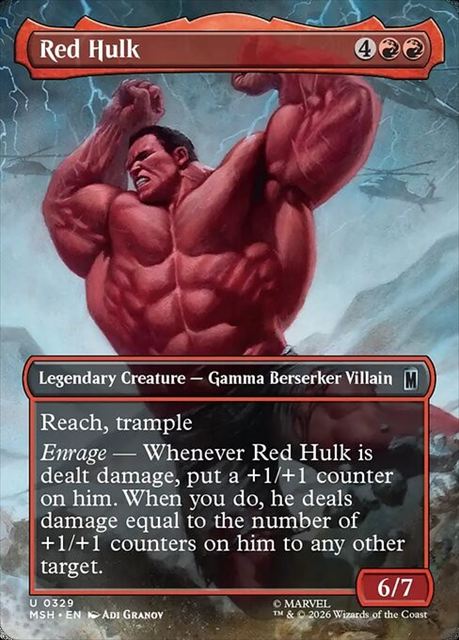 (英)【Foil】レッド・ハルク / Red Hulk ★ボーダーレス★(「シーン・カード」) 【MSH】 No.329