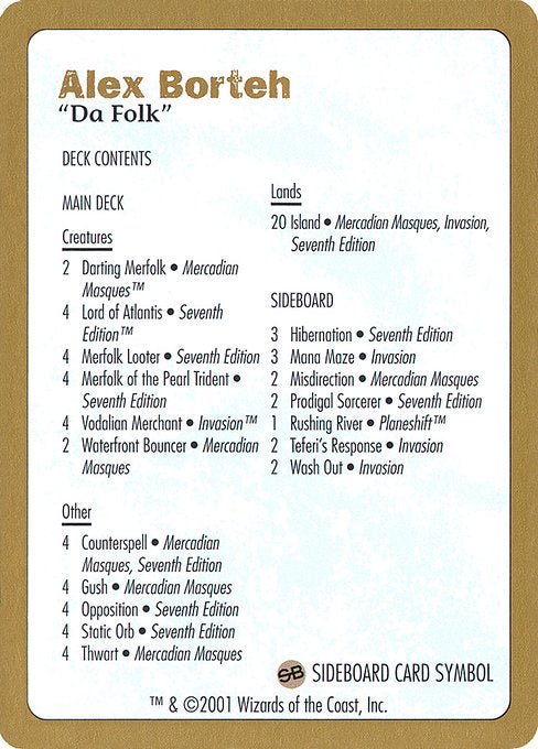 (英)デッキリスト Alex Borteh【WC01】 World Championship Decks 2001 Alex Borteh 金枠 No.132