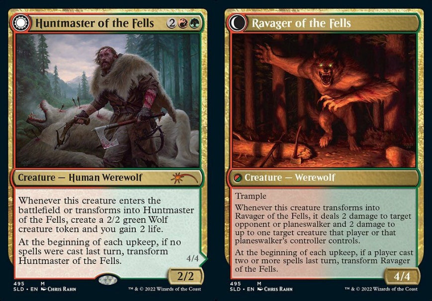 (英)【Foil】高原の狩りの達人 / Huntmaster of the Fells - 高原の荒廃者 / Ravager of the Fells【SLD】Artist Series: Chris Rahn No.0495