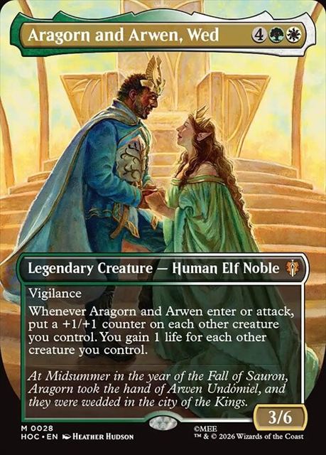 (英)【Foil】契り結びし、アラゴルンとアルウェン / Aragorn and Arwen, Wed ★ボーダーレス★(「クラシック・アーティスト・カード」) 【HOC】 No.028