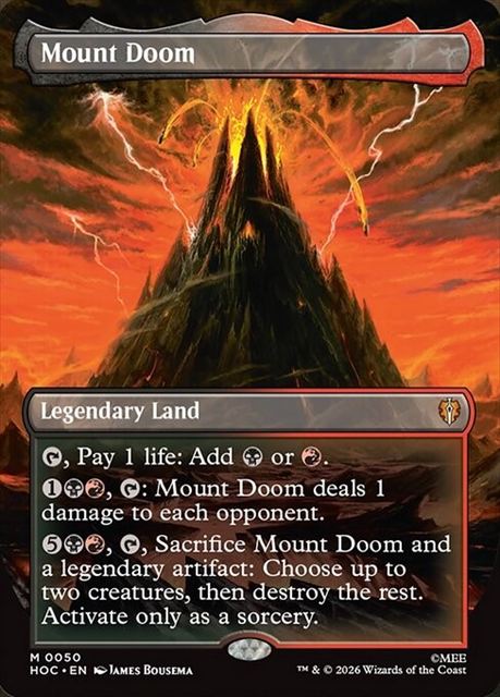 (英)【Foil】滅びの山 / Mount Doom ★ボーダーレス★(「クラシック・アーティスト・カード」) 【HOC】 No.050