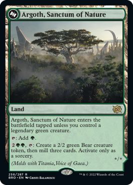 (英)【Foil】自然の聖域、アルゴス / Argoth, Sanctum of Nature - ガイアの具現、ティタニア / Titania, Gaea Incarnate【BRO】 No.256