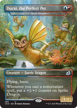 (英)【Foil】理想のペット、ドラット / Dorat, the Perfect Pet[スプライトのドラゴン / Sprite Dragon] ★ゴジラシリーズ・カード★ 【IKO】 No.382
