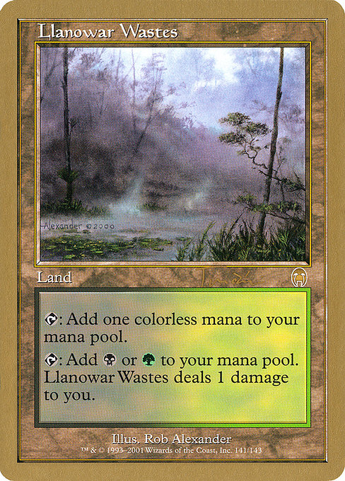 (英)ラノワールの荒原 / Llanowar Wastes【WC01】 World Championship Decks 2001 Jan Tomcani 金枠 No.078
