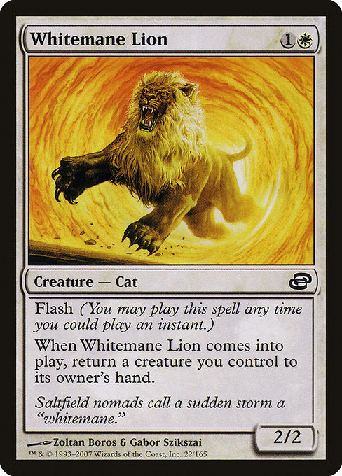 (英)【Foil】白たてがみのライオン / Whitemane Lion【PLC】 No.022