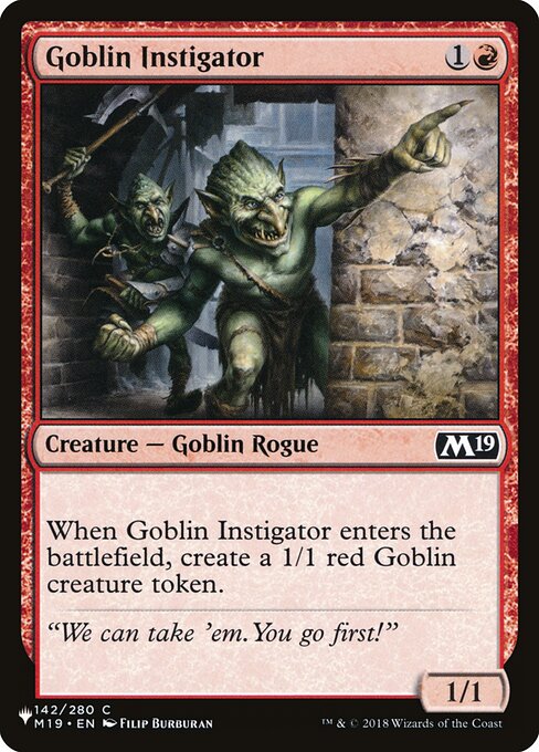 (英)ゴブリンの扇動者 / Goblin Instigator【M19】 PWシンボル付き再販 No.142