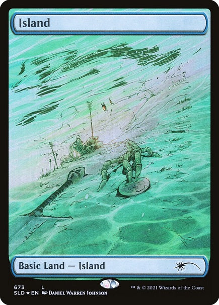 (英)【Foil】島 / Island【SLD】Heads I Win, Tails You Lose フルアート版 No.673