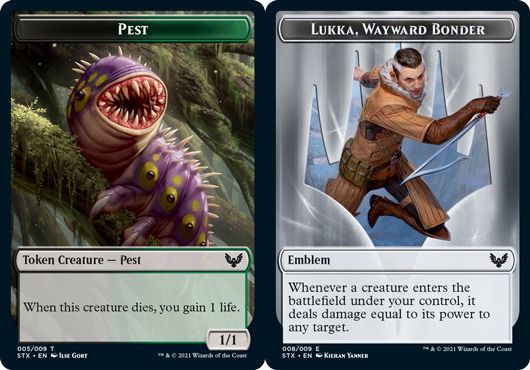 (英)邪魔者トークン / Pest Token No.STX-005 - 紋章 - むら気な眷者、ルーカ / Emblem - Lukka, Wayward Bonder【SLD-C23-01】 From Cute to Brute No.STX-008