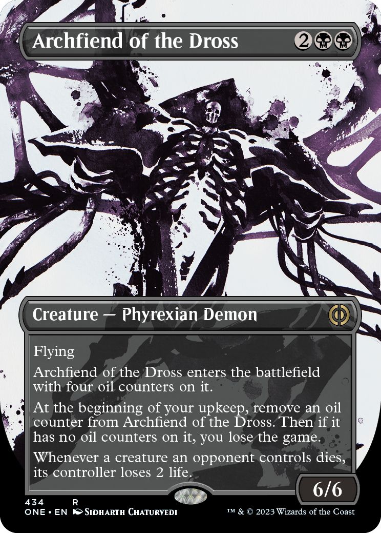 (英)【ステップ・アンド・コンプリートFoil】ドロスの魔神 / Archfiend of the Dross ★ボーダーレス★(胆液)【ONE】 No.434