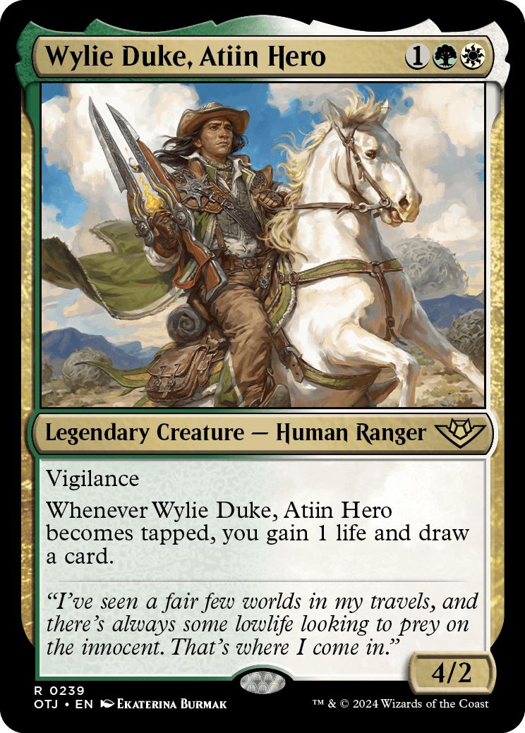 (英)【Foil】アティインの英雄、ワイリー・デューク / Wylie Duke, Atiin Hero【OTJ】 No.239