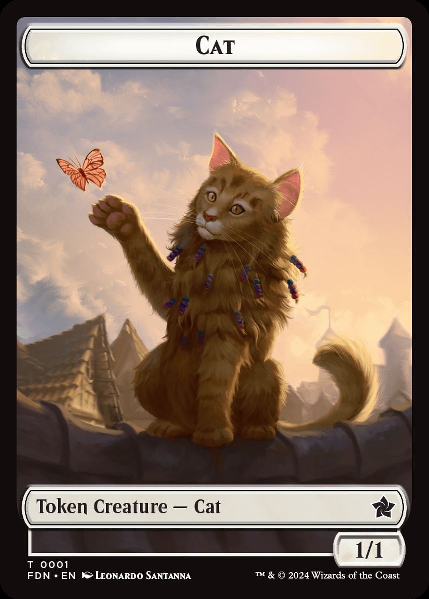 (英)猫トークン / Cat Token No.001 - エルフ・戦士トークン / Elf Warrior Token【FDN-TOKEN】 No.019