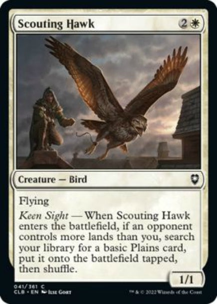 (英)【Foil】偵察の鷹 / Scouting Hawk【CLB】 No.041