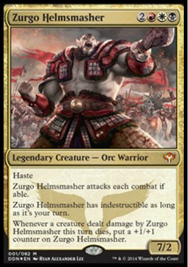(英)【Foil】兜砕きのズルゴ / Zurgo Helmsmasher【SVSC】絵違いFoil No.001