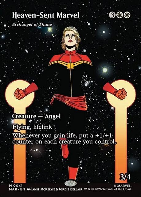 (英)【Foil】天来のマーベル / Heaven-Sent Marvel[テューンの大天使 / Archangel of Thune] ★ボーダーレス★(「マーベル・マテリアル」カード) 【MAR】 No.041