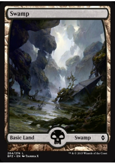 (英)【Foil】沼 / Swamp【BFZ】フルアート版 No.264