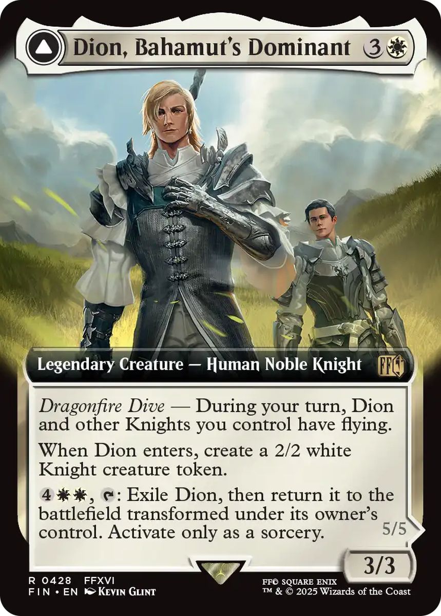 (英)【Foil】バハムートのドミナント、ディオン / Dion, Bahamut's Dominant - 光の召喚獣、バハムート / Bahamut, Warden of Light ★拡張枠★ 【FIN】 No.428