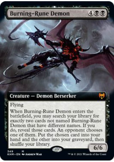 (英)【Foil】燃えルーンの悪魔 / Burning-Rune Demon ★拡張枠★ 【KHM】 No.349