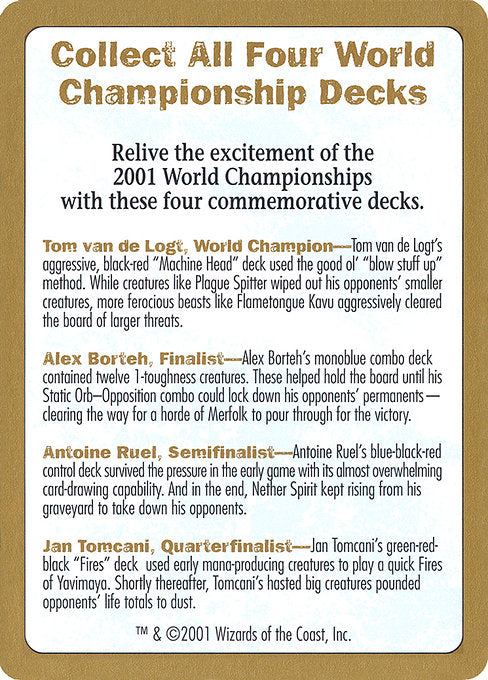 (英)広告カード / Advertisement Card【WC01】 World Championship Decks 2001 金枠 No.138