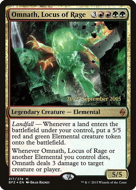 (英)【Foil】怒りの座、オムナス / Omnath, Locus of Rage【BFZ】プレリリースプロモ No.217