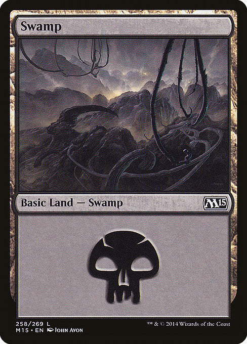 (英)【Foil】沼 / Swamp【M15】 No.258