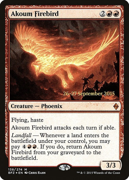 (英)【Foil】アクームの火の鳥 / Akoum Firebird【BFZ】プレリリースプロモ No.138