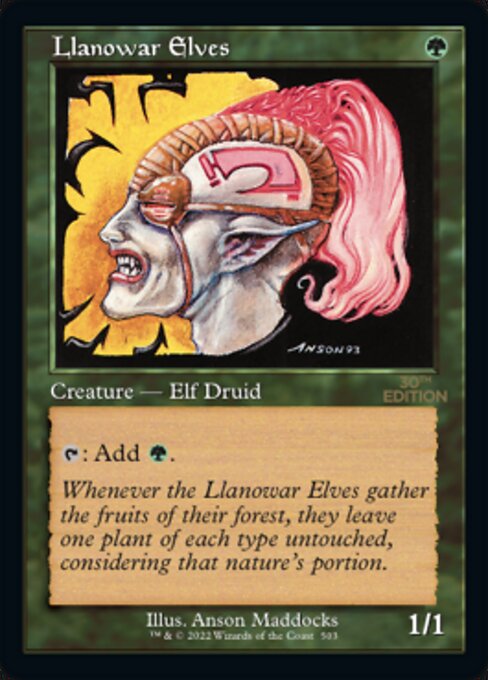 (英)ラノワールのエルフ / Llanowar Elves【30A】 旧枠加工カード No.503 ※トーナメントで使用することはできません。
