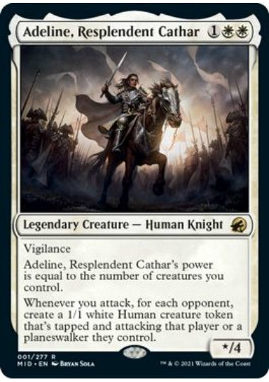 (英)【Foil】輝かしい聖戦士、エーデリン / Adeline, Resplendent Cathar【MID】 No.001