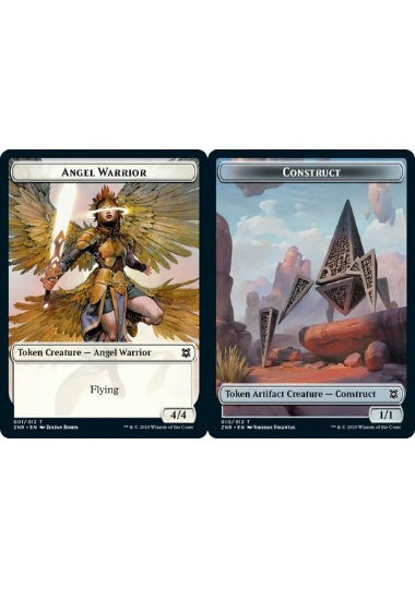 (英)【Foil】天使・戦士トークン / Angel Warrior TokenNo.001 - 構築物トークン / Construct Token【ZNR-TOKEN】 No.010