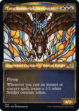 (英)【テクスチャーFoil】空騎士、トゥーラ・ケネルッド / Tura Kennerud, Skyknight ★ショーケース枠★(ステンドグラス版) 【DMU】 No.364