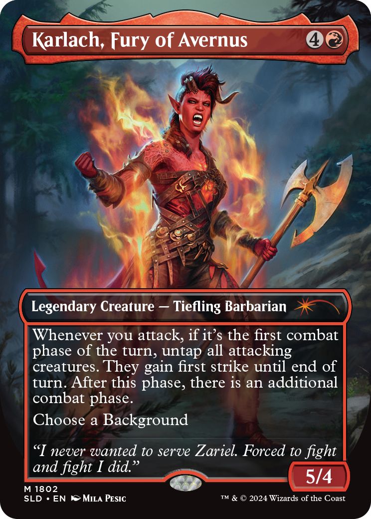 (英)【Foil】アヴェルヌスの憤怒、カーラック / Karlach, Fury of Avernus【SLD】Karlach's Rage No.1802