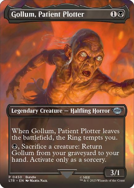(英)【Foil】忍耐強く企む者、ゴラム / Gollum, Patient Plotter ★ボーダーレス★(シーン・カード) 【LTR】バンドルプロモ No.450
