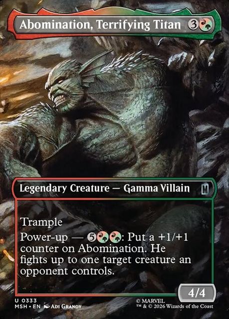 (英)【Foil】恐怖の巨人、アボミネーション / Abomination, Terrifying Titan ★ボーダーレス★(「シーン・カード」) 【MSH】 No.333