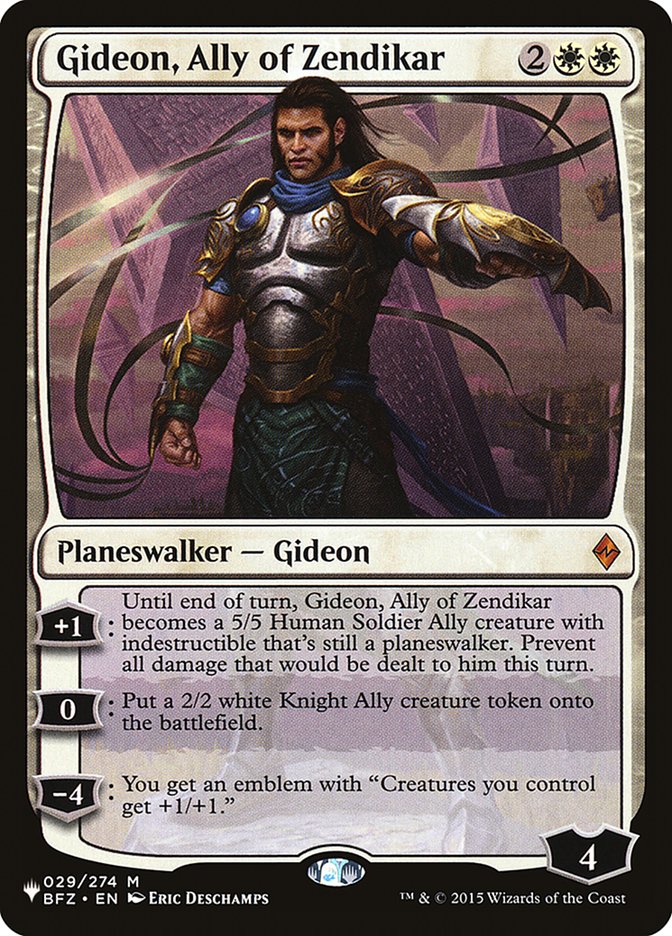 (英)ゼンディカーの同盟者、ギデオン / Gideon, Ally of Zendikar【BFZ】 PWシンボル付き再販 No.029