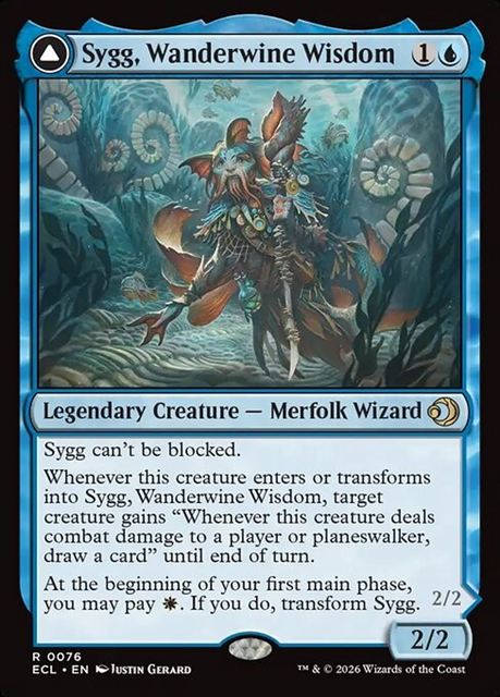 (英)【Foil】ワンダーワインの知恵者、シグ - ワンダーブラインの盾、シグ / Sygg, Wanderwine Wisdom - Sygg, Wanderbrine Shield【ECL】 No.076