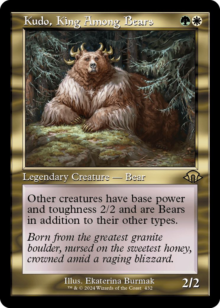 (英)【Foil】熊の中の王、クードー / Kudo, King Among Bears ★ショーケース枠★(旧枠加工カード) 【MH3】 No.432