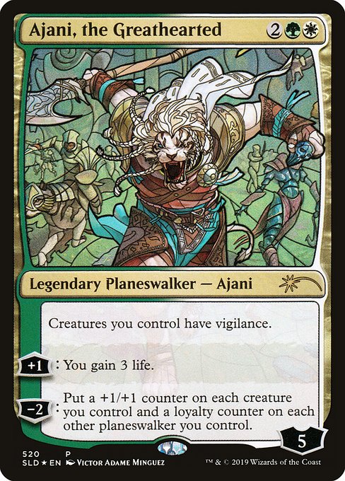 (英)【Foil】寛大なる者、アジャニ / Ajani, the Greathearted【SLD】Stained-Glass Planeswalkers No.520