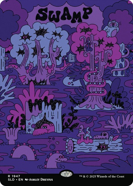 (英)【Foil】沼 / Swamp【SLD】 Flower Power No.1947