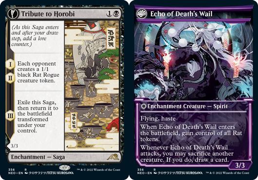 (英)【Foil】崩老卑への貢納 / Tribute to Horobi - 死者の嘆きの残響 / Echo of Death's Wail ★ショーケース枠★(淡光フレーム・カード) 【NEO】 No.356