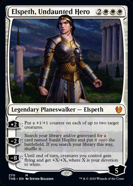 (英)【Foil】不屈の英雄、エルズペス / Elspeth, Undaunted Hero【THB】プレインズウォーカーデッキ収録 No.270