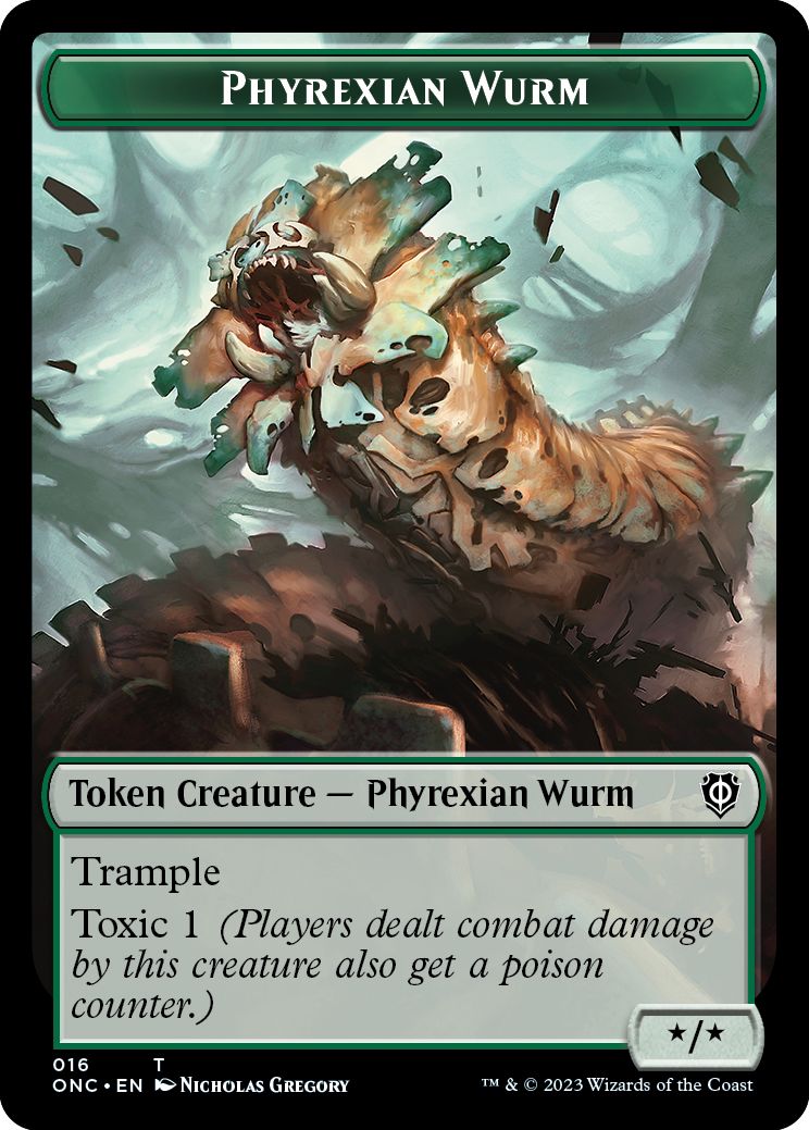 (英)ファイレクシアン・ワームトークン / Phyrexian Wurm Token No.016 - ファイレクシアン・ホラートークン / Phyrexian Horror Token【ONC-TOKEN】 No.020