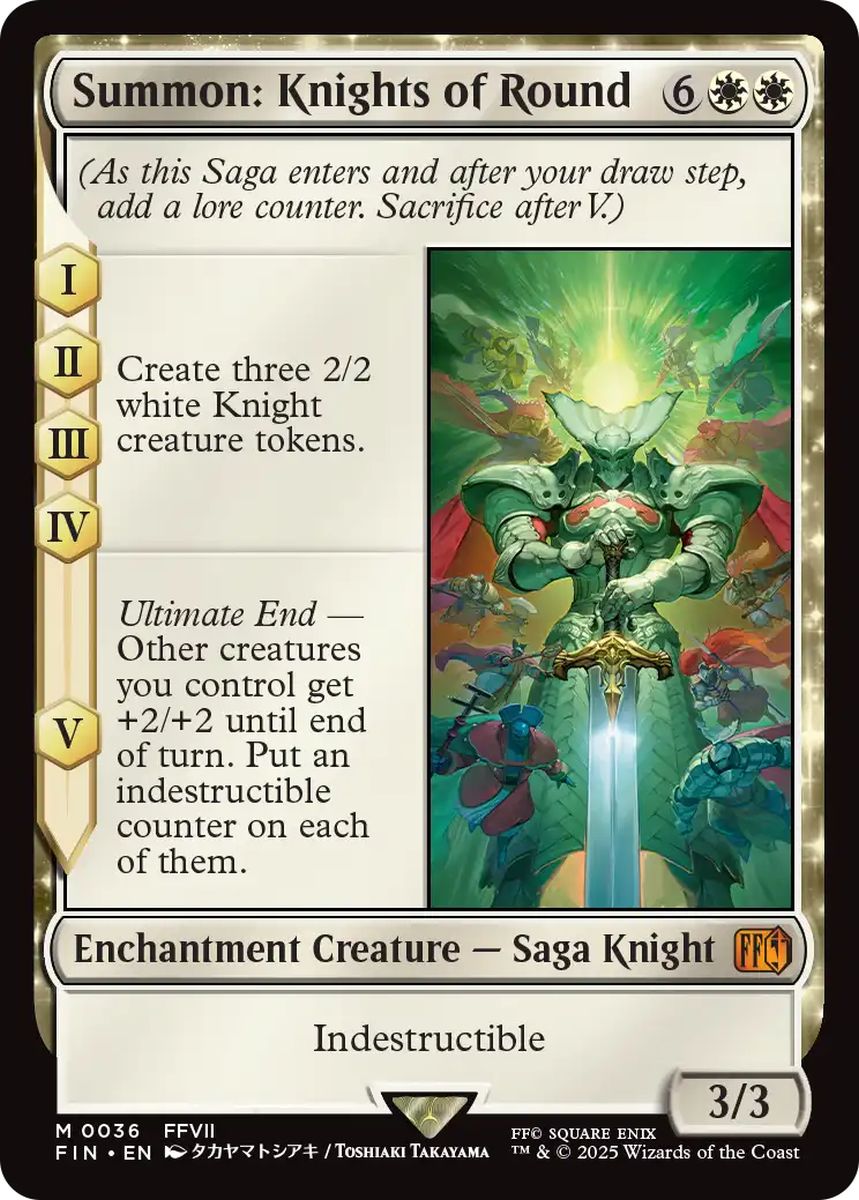 (英)【Foil】召喚：ナイツオブラウンド / Summon: Knights of Round【FIN】 No.036