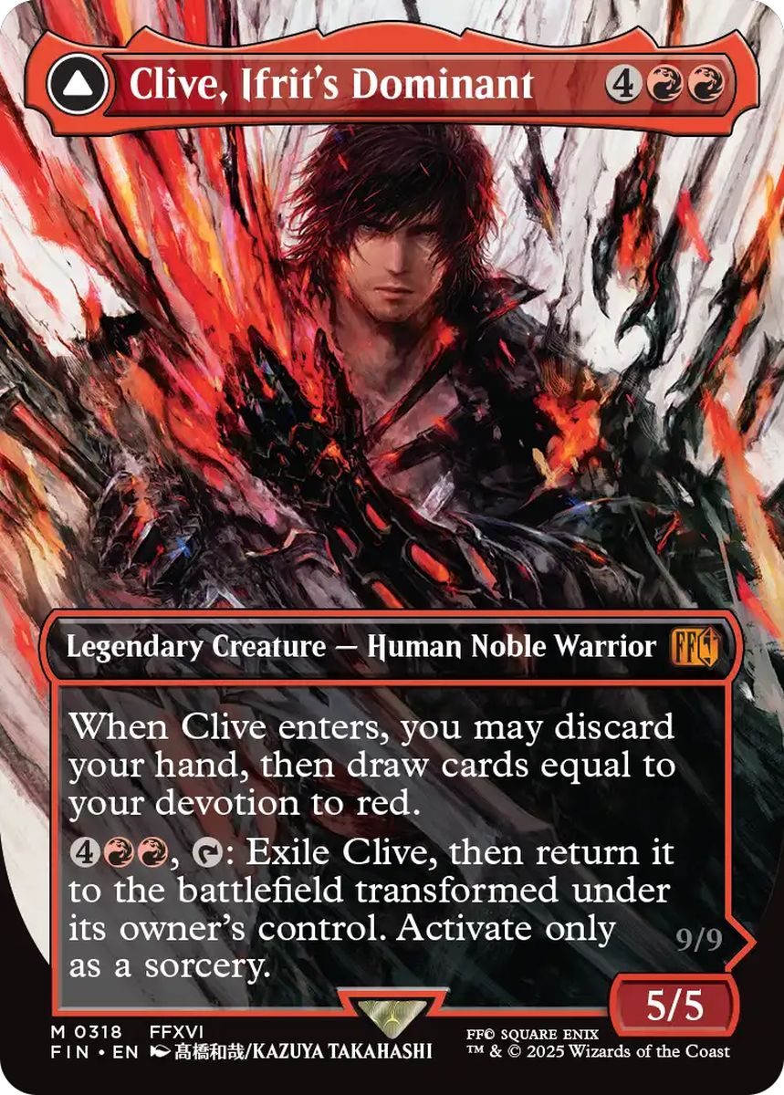 (英)【Foil】イフリートのドミナント、クライヴ / Clive, Ifrit's Dominant - 火の召喚獣、イフリート / Ifrit, Warden of Inferno ★ボーダーレス★(FINAL FANTASY・アーティスト) 【FIN】 No.318