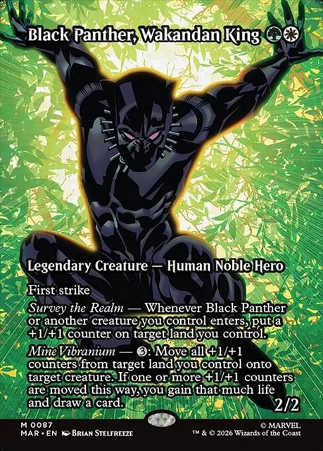 (英)【Foil】ワカンダの王、ブラック・パンサー / Black Panther, Wakandan King ★ボーダーレス★(「マーベル・マテリアル」カード) 【MAR】 No.087