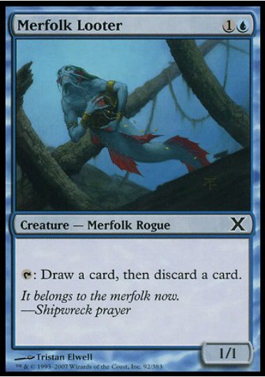 (英)【Foil】マーフォークの物あさり / Merfolk Looter【10E】 No.092